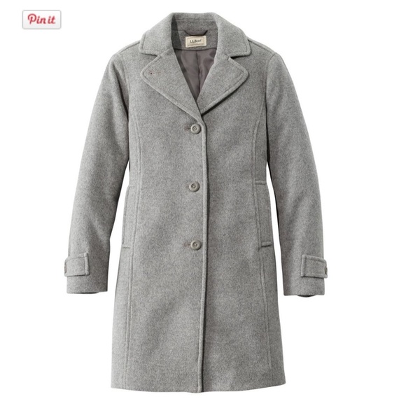 LL Bean Grey Wool Coat Size 10 - Picture 1 of 10